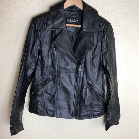 Guess Los Angeles Black Leather Jacket - Picture 1 of 7